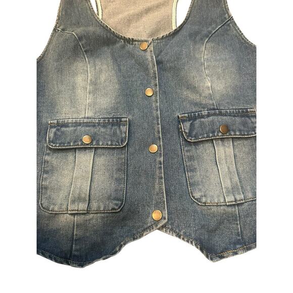 NWT KANCY KOLE BLUE  Jeans Vest Women Size L. - Picture 2 of 7